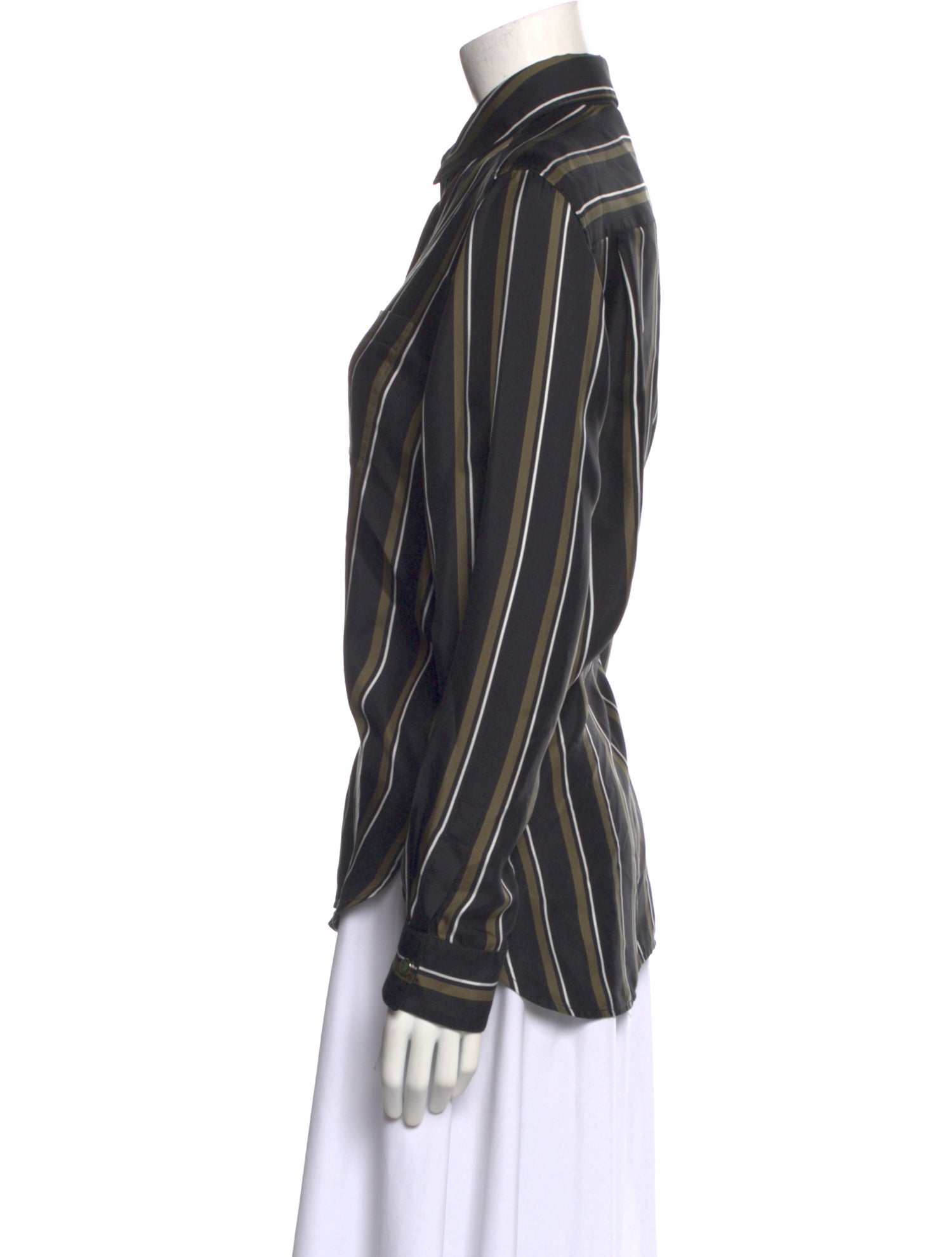 Max Mara Silk Striped Button-Up Top