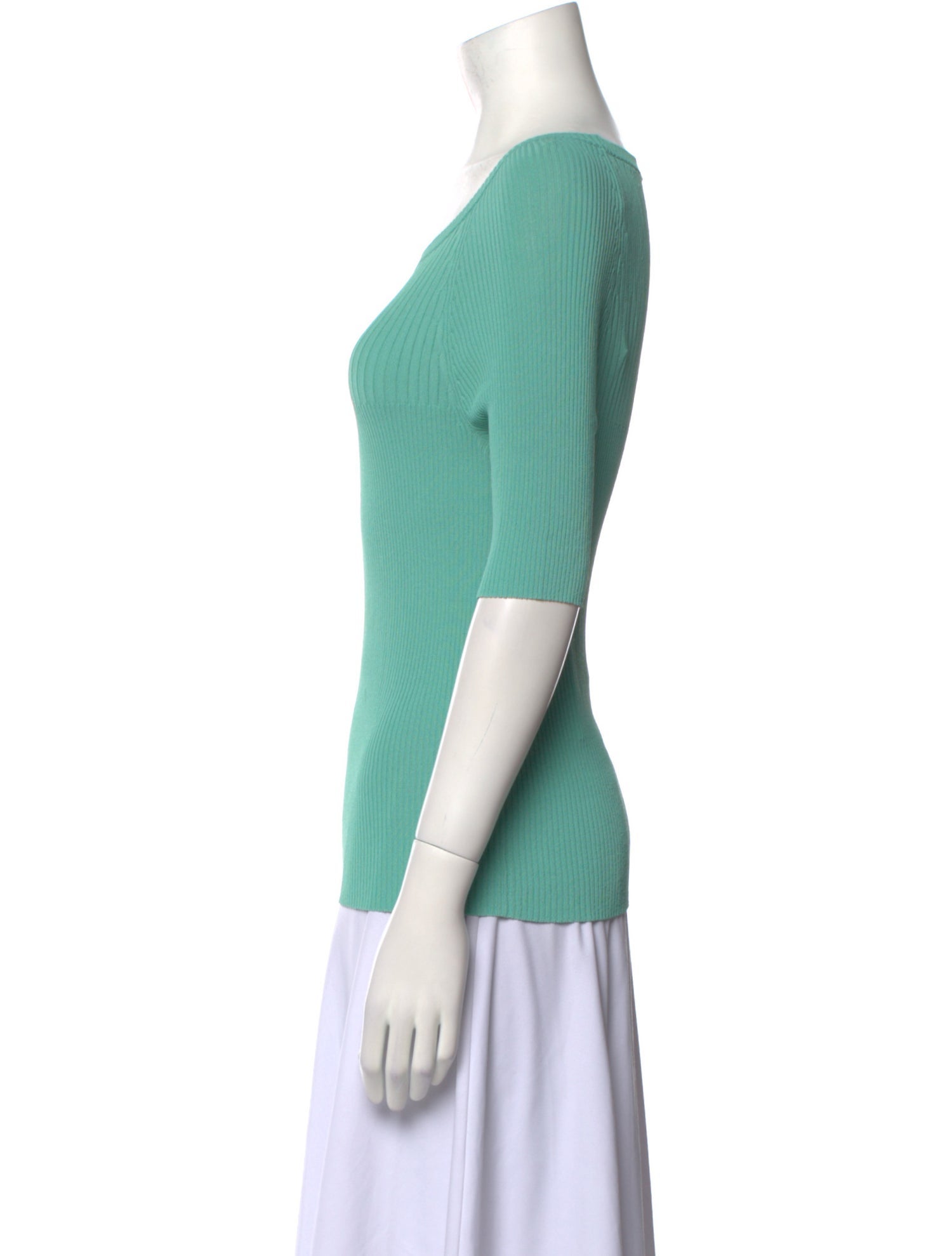Max Mara Scoop Neck Three-Quarter Sleeve Top