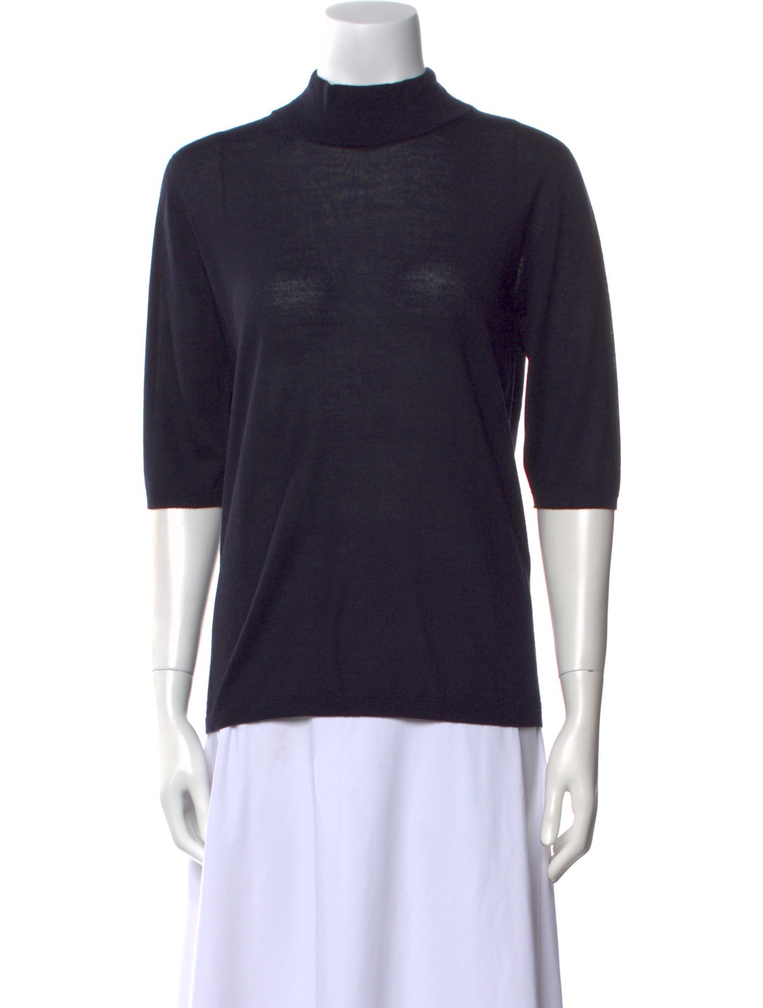 Max Mara Virgin Wool Mock Neck T-Shirt
