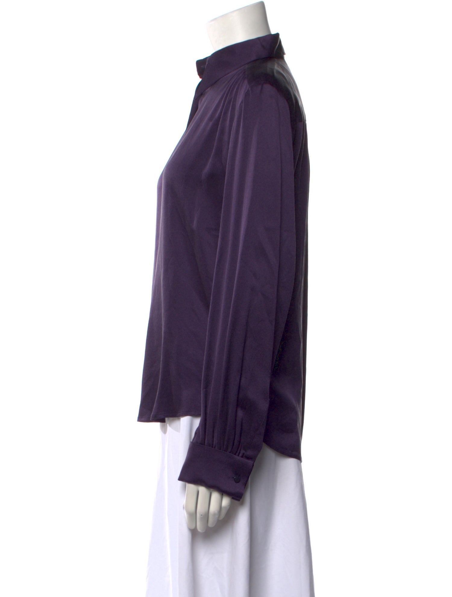 Max Mara Silk Long Sleeve Button-Up Top