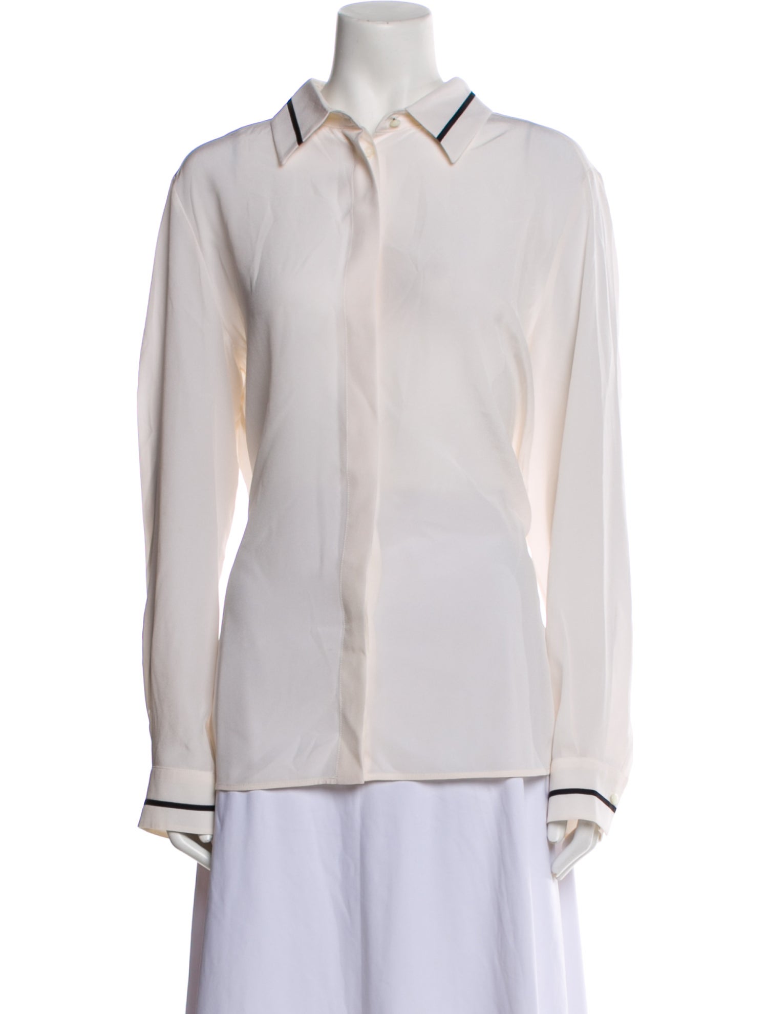 Max Mara Silk Long Sleeve Button-Up Top