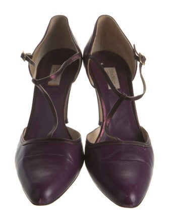 Max Mara Leather T-Strap Pumps