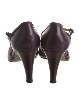 Max Mara Leather T-Strap Pumps