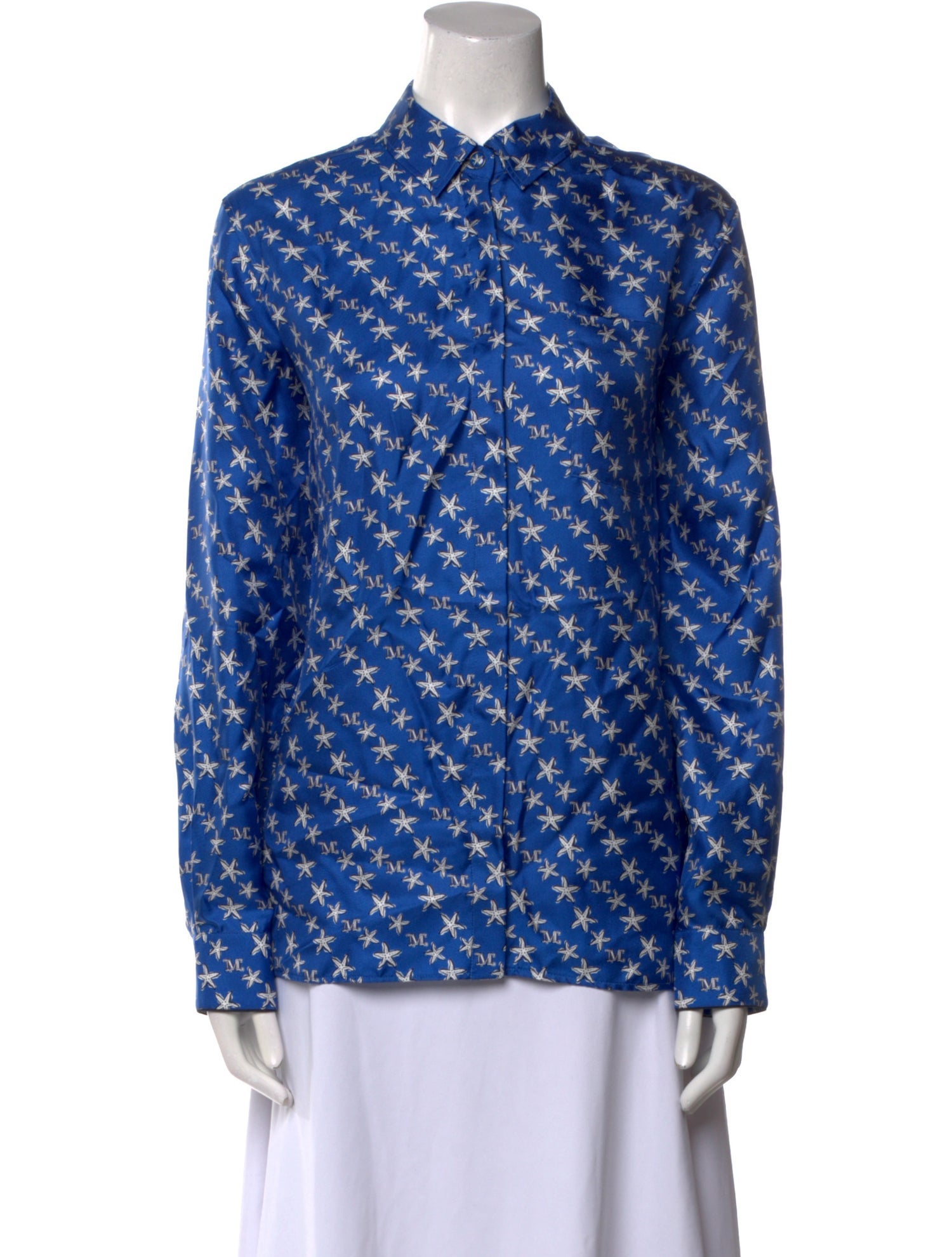Max Mara Silk Printed Button-Up Top w/ Tags