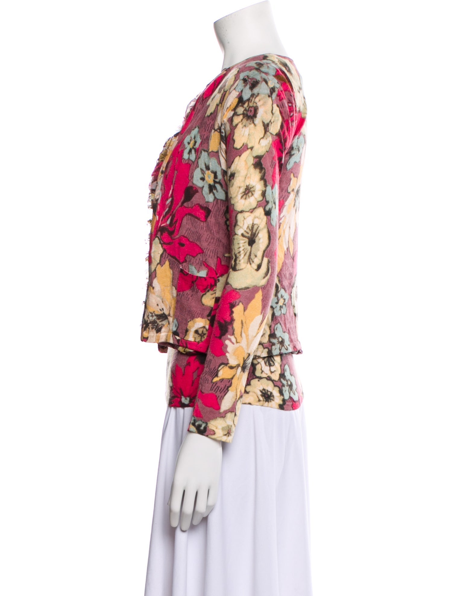 Max Mara Floral Print V-Neck Blouse
