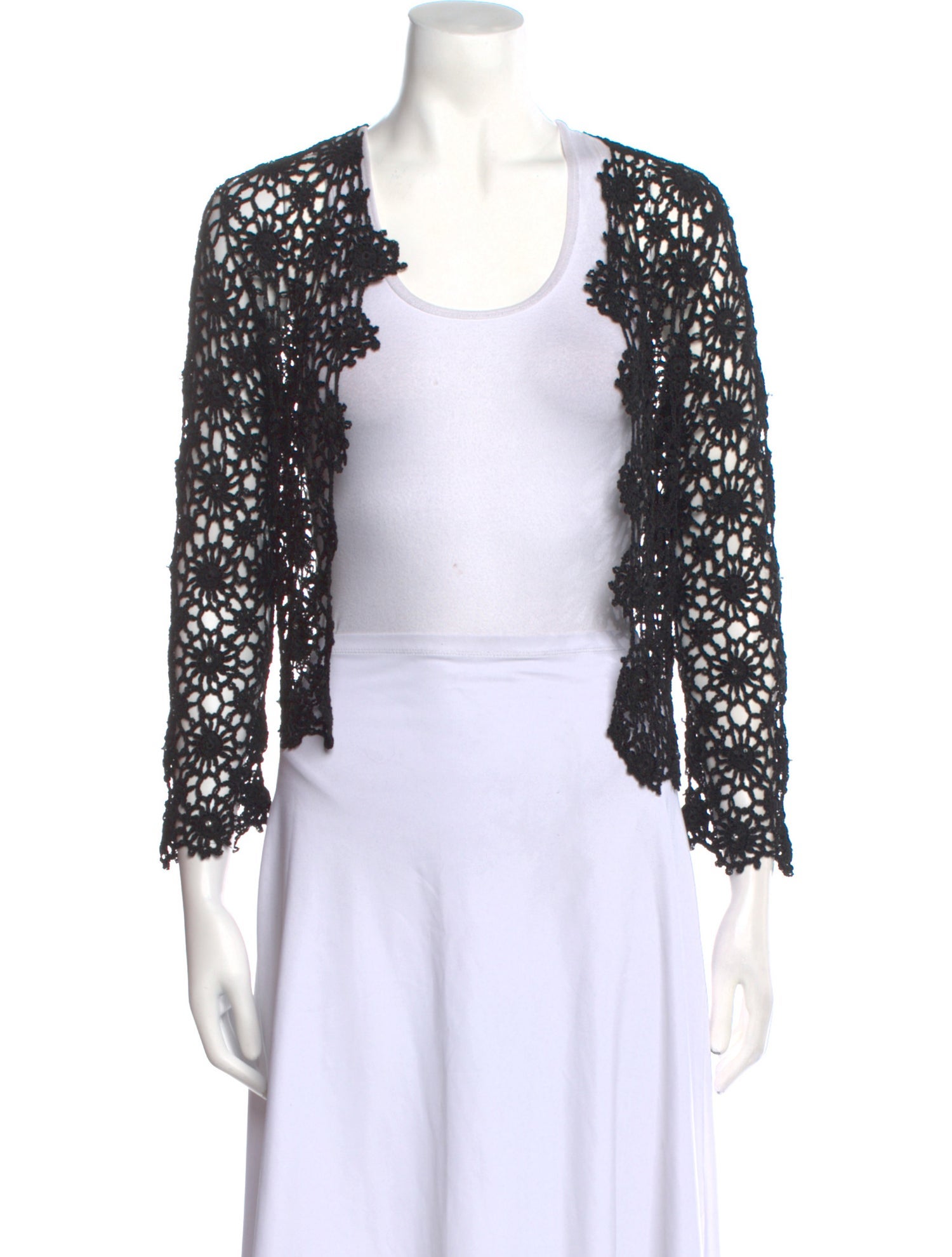 Max Mara Lace Pattern Open Front Sweater