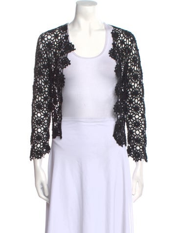 Max Mara Knitwear Lace Pattern Open Front Sweater M