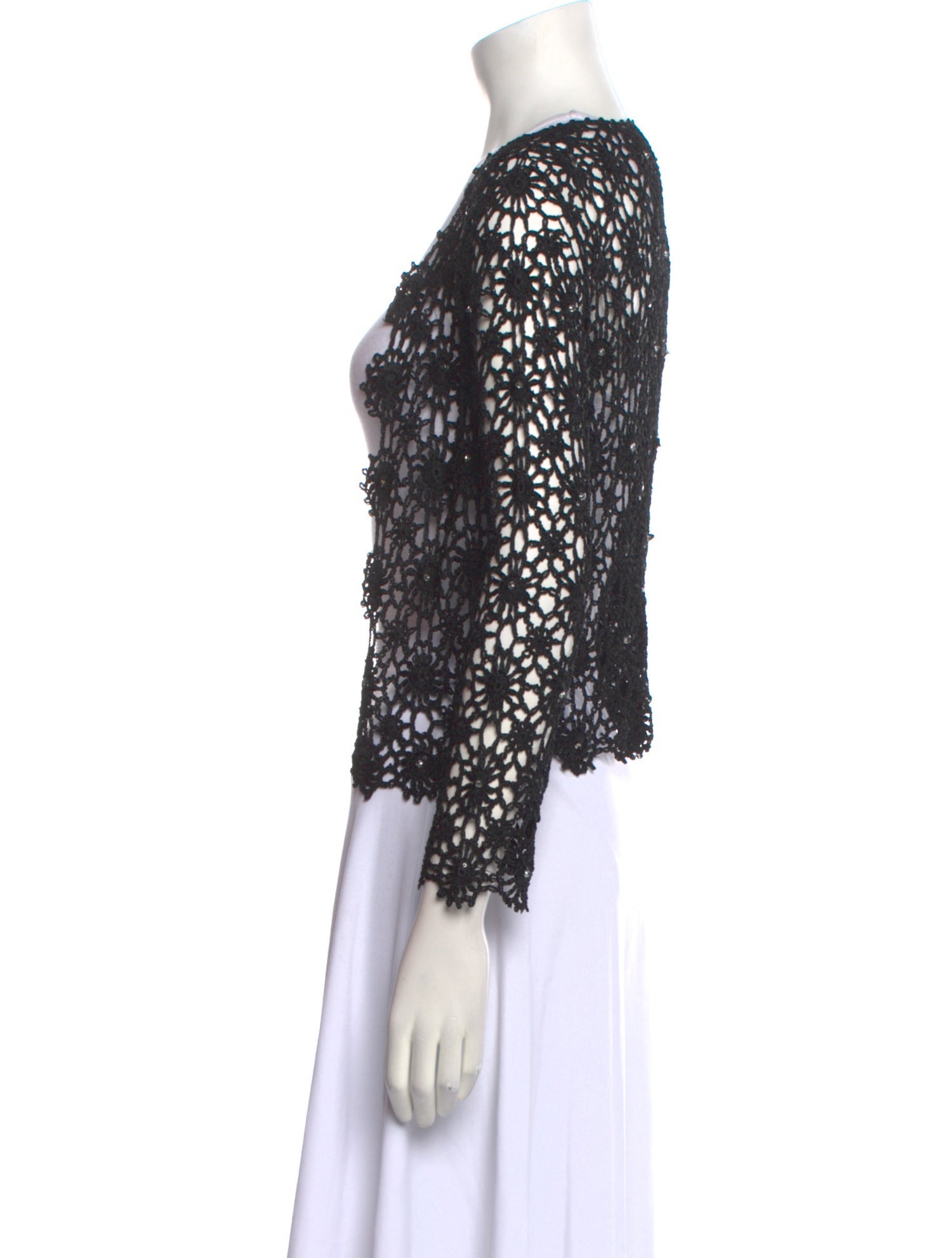 Max Mara Lace Pattern Open Front Sweater