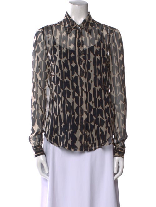 Max Mara Silk Printed Button-Up Top
