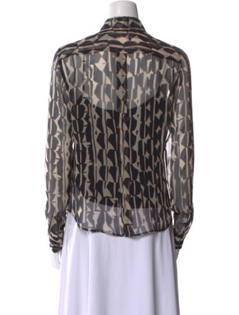 Max Mara Silk Printed Button-Up Top