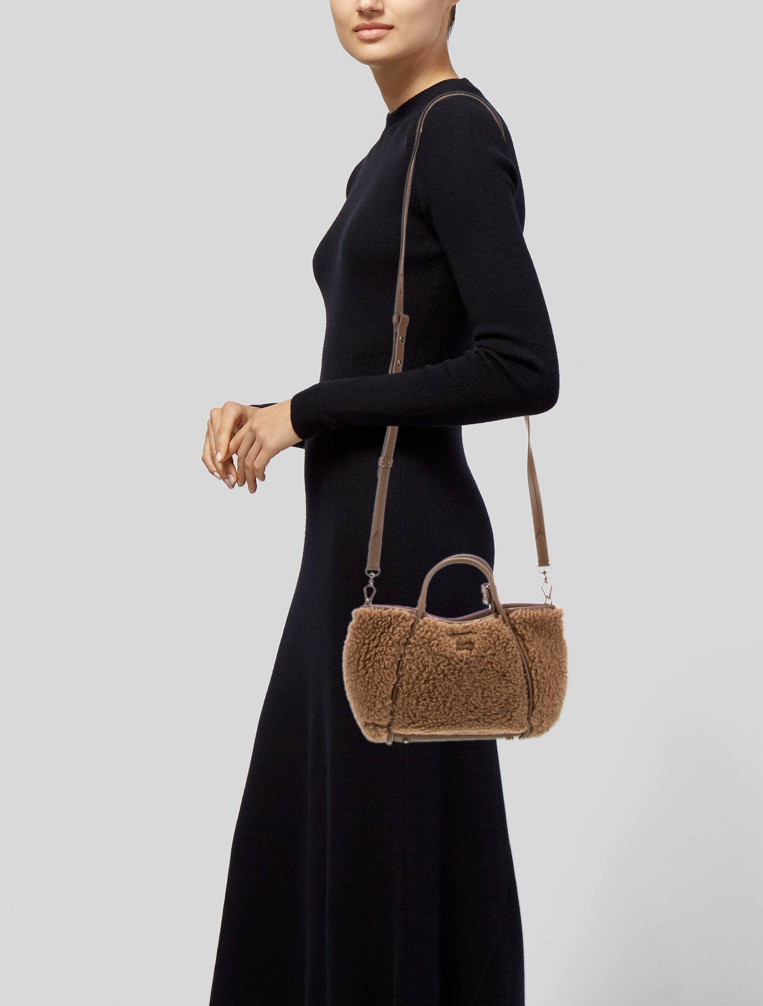 Max Mara Shearling Top Handle Bag