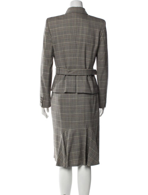 Max Mara Virgin Wool Plaid Print Skirt Suit