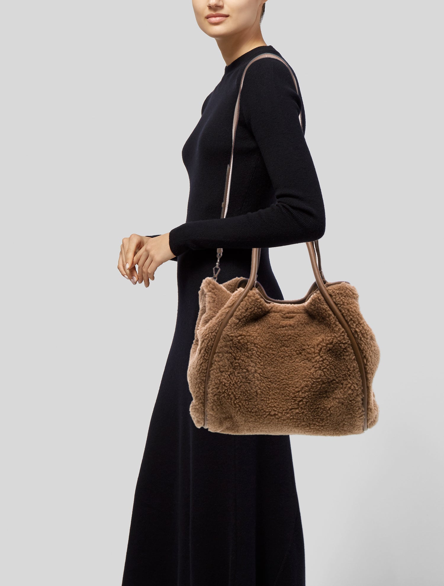 Max Mara Shearling Top Handle Bag