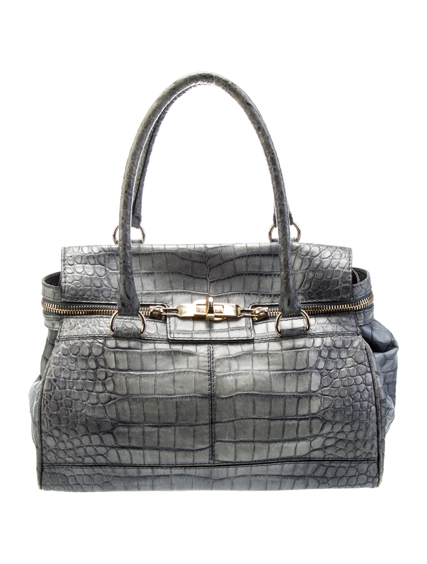 Max Mara Embossed Leather Top Handle Bag