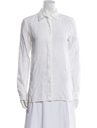 Max Mara Linen Long Sleeve Button-Up Top