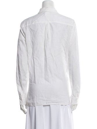 Max Mara Linen Long Sleeve Button-Up Top
