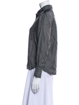 Max Mara Silk Long Sleeve Button-Up Top