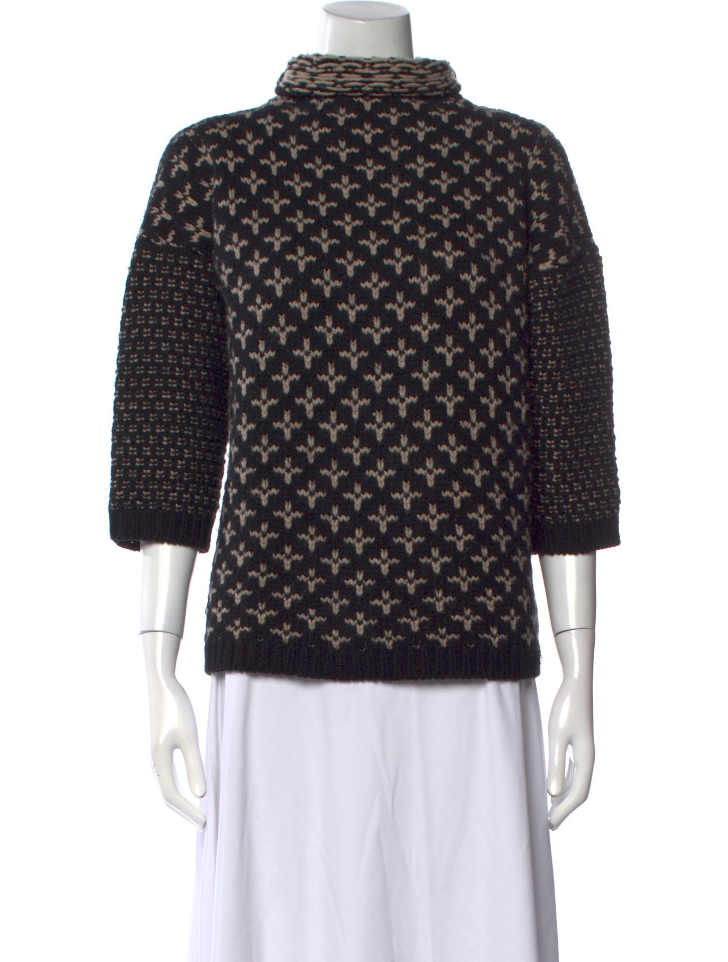 Max Mara Printed Mock Neck Sweater