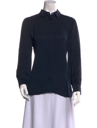 Max Mara Silk Long Sleeve Button-Up Top