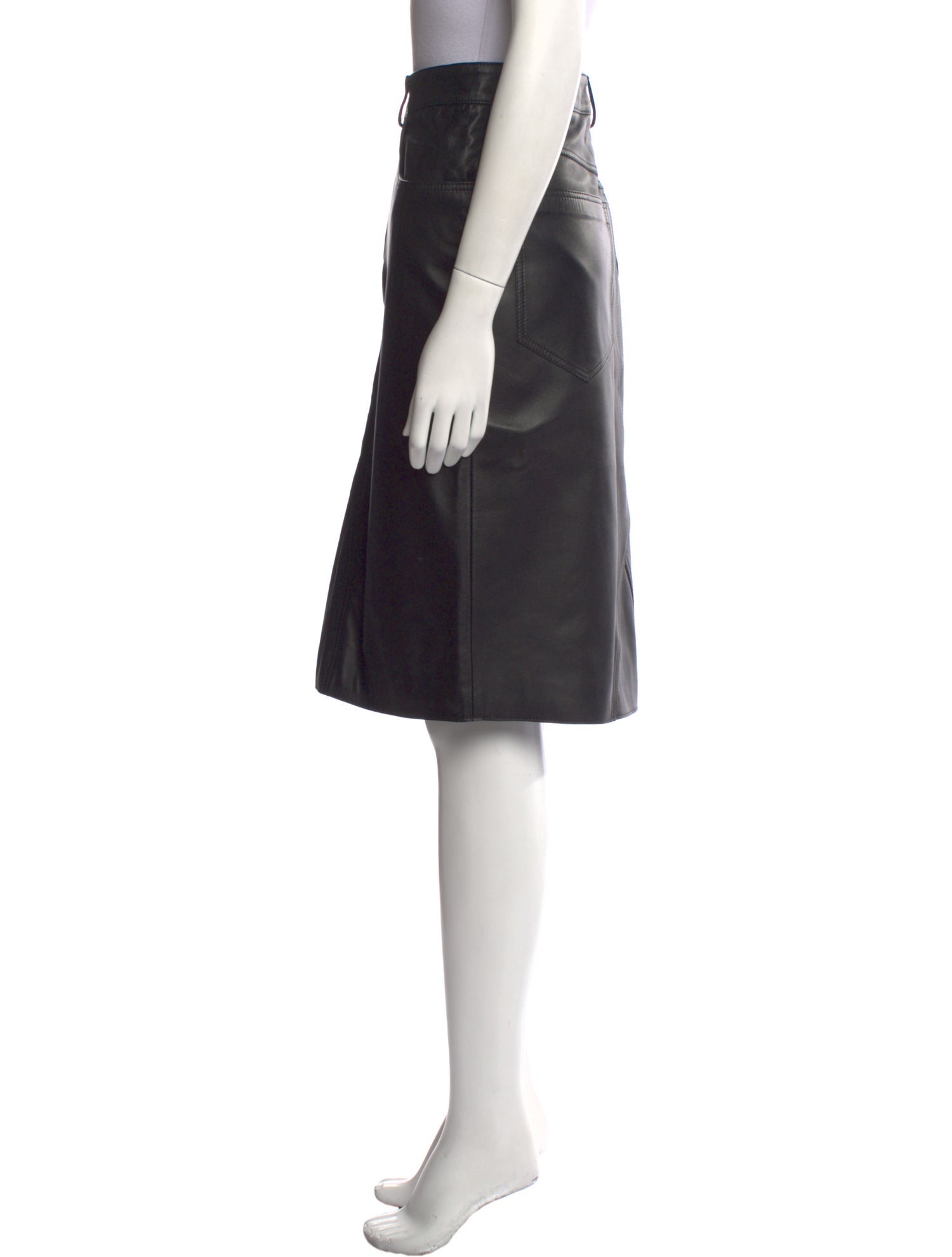 St. John Leather Knee-Length Skirt