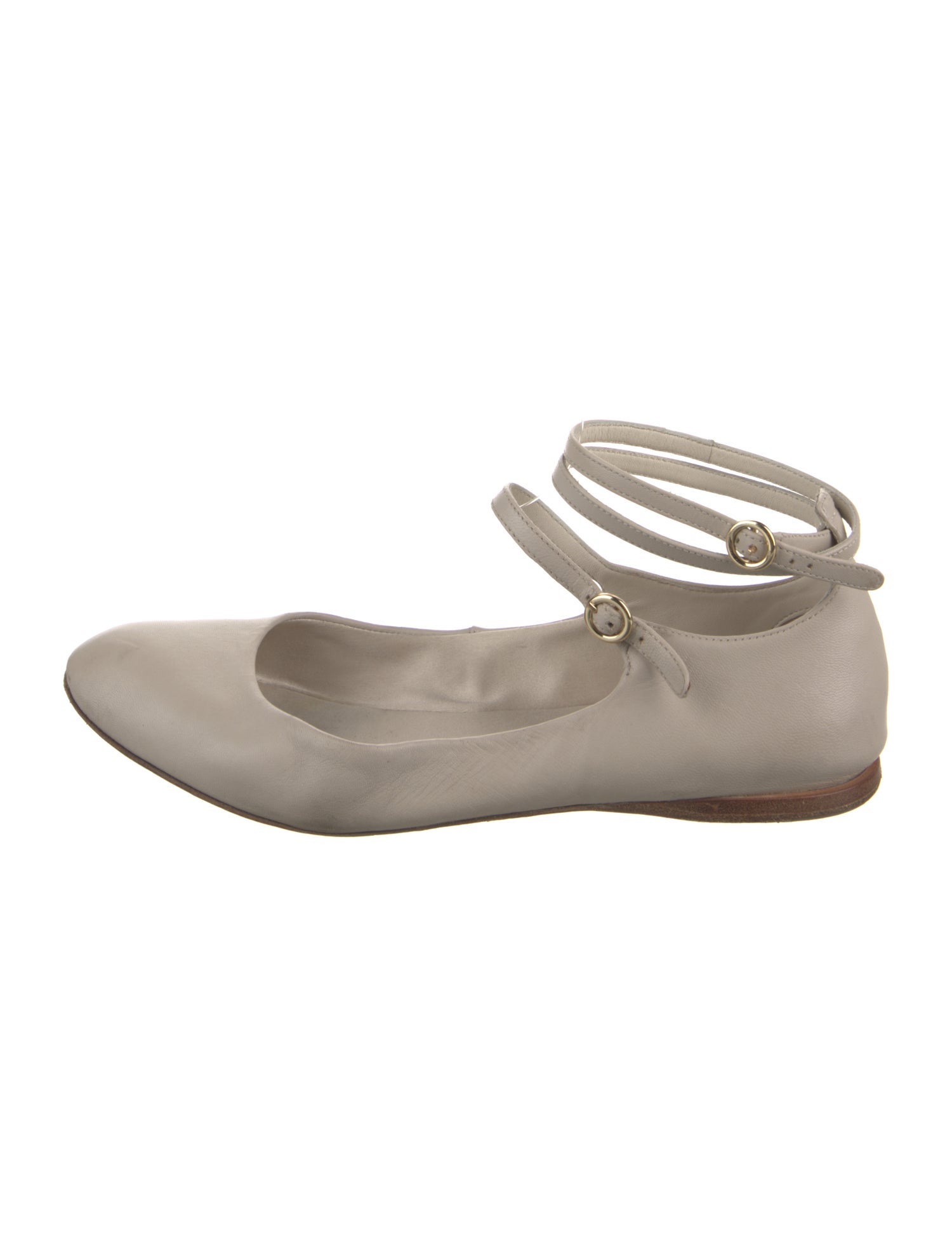Max Mara Leather Cutout Accent Ballet Flats
