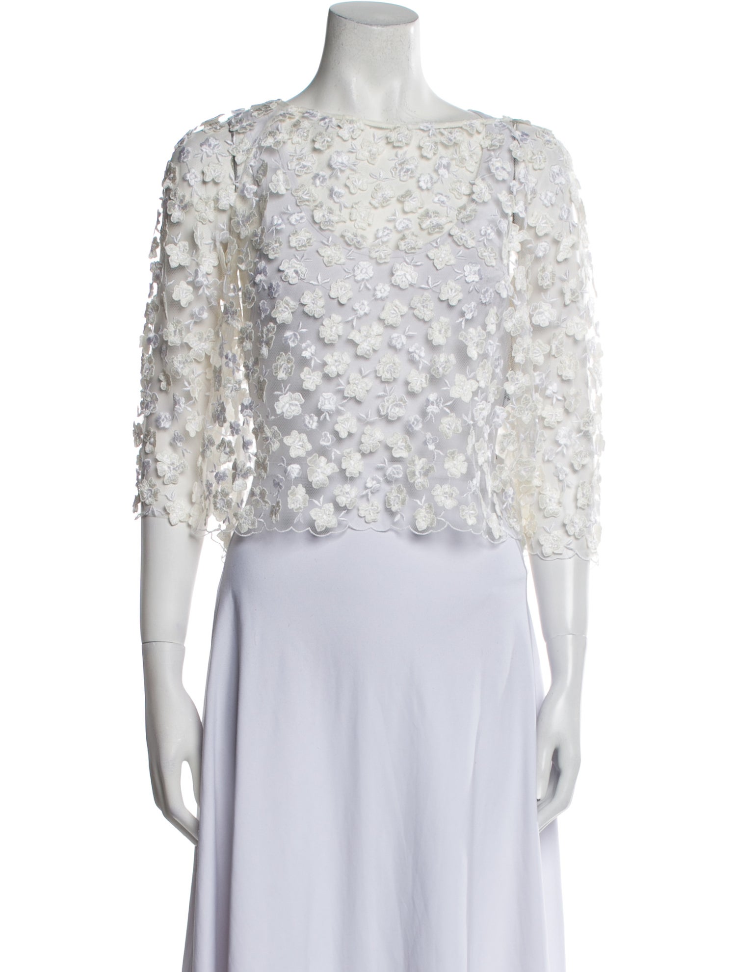 Max Mara Floral Print Bateau Neckline Crop Top