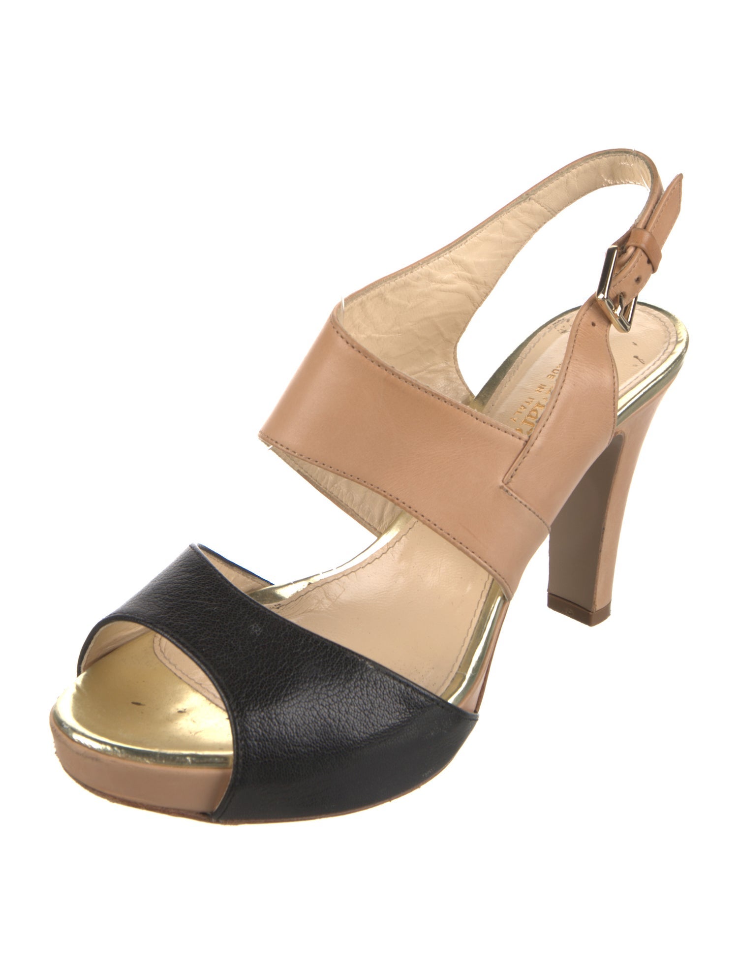 Max Mara Leather Colorblock Pattern Slingback Pumps