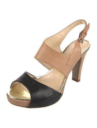 Max Mara Leather Colorblock Pattern Slingback Pumps