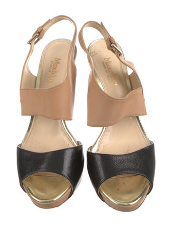 Max Mara Leather Colorblock Pattern Slingback Pumps