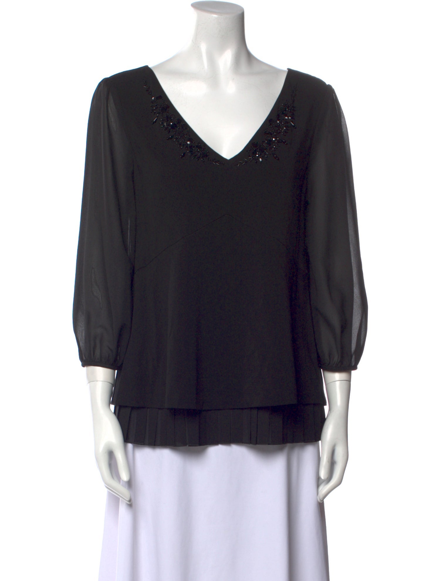 Max Mara Studio V-Neck Three-Quarter Sleeve Blouse w/ Tags