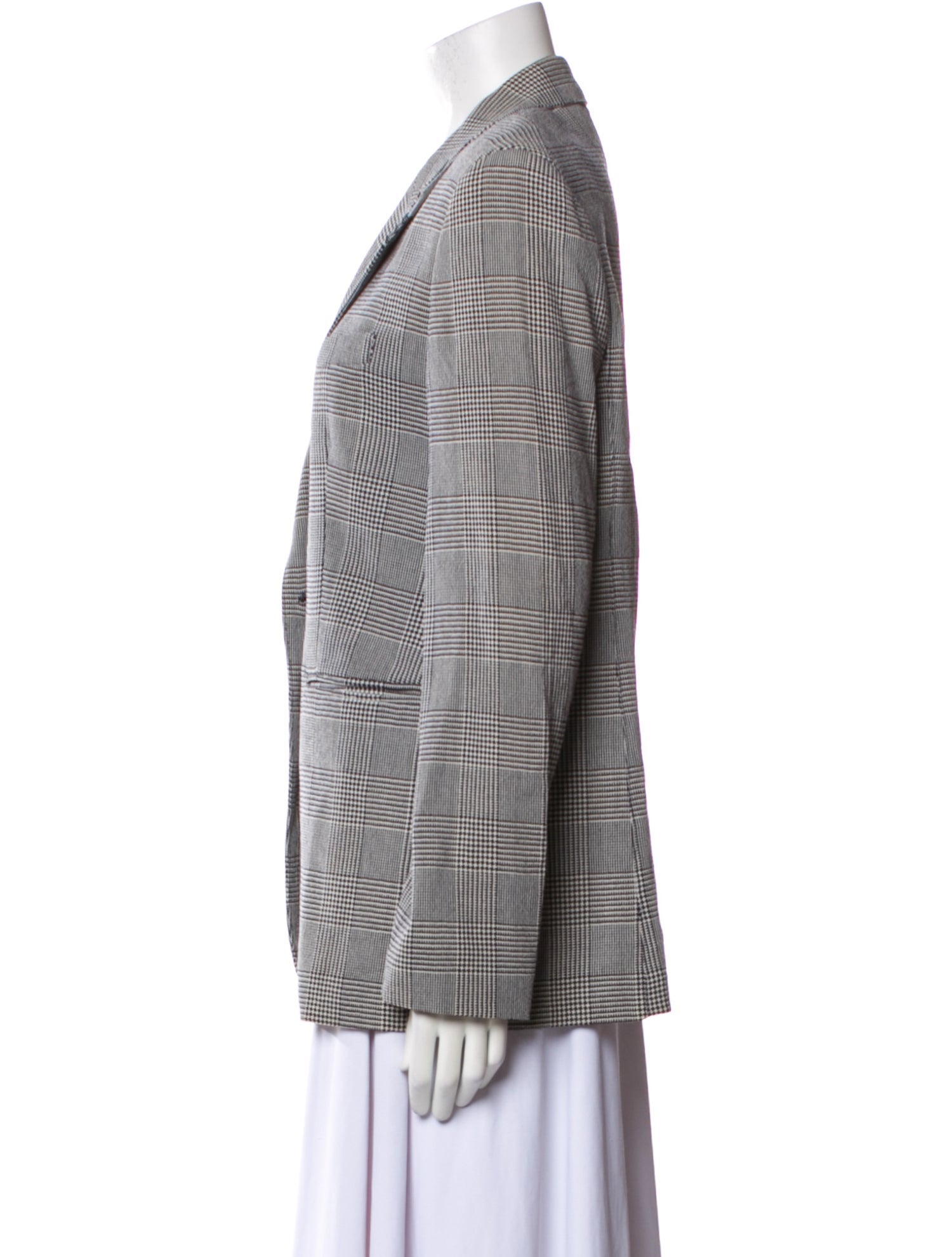 Max Mara Virgin Wool Plaid Print Blazer