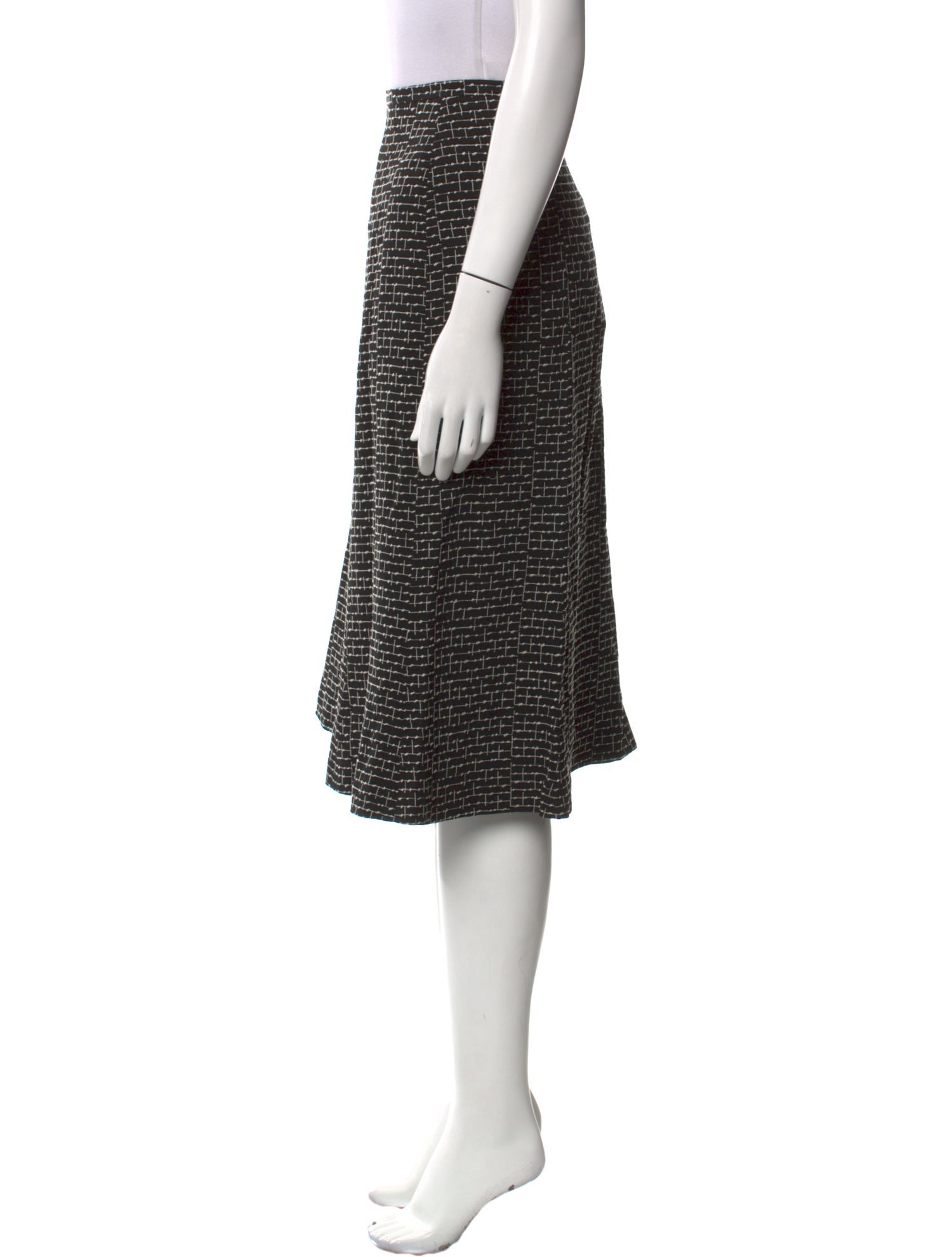 Max Mara Plaid Print Knee-Length Skirt