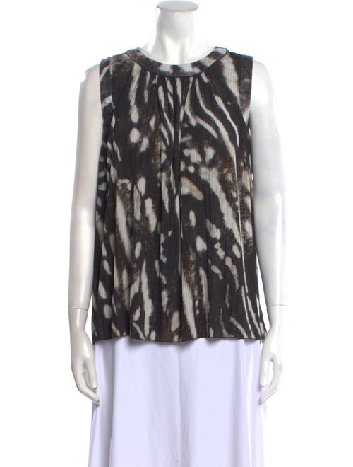 Max Mara Printed Scoop Neck Button-Up Top