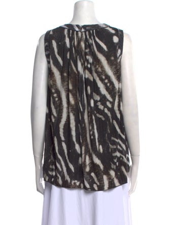 Max Mara Printed Scoop Neck Button-Up Top