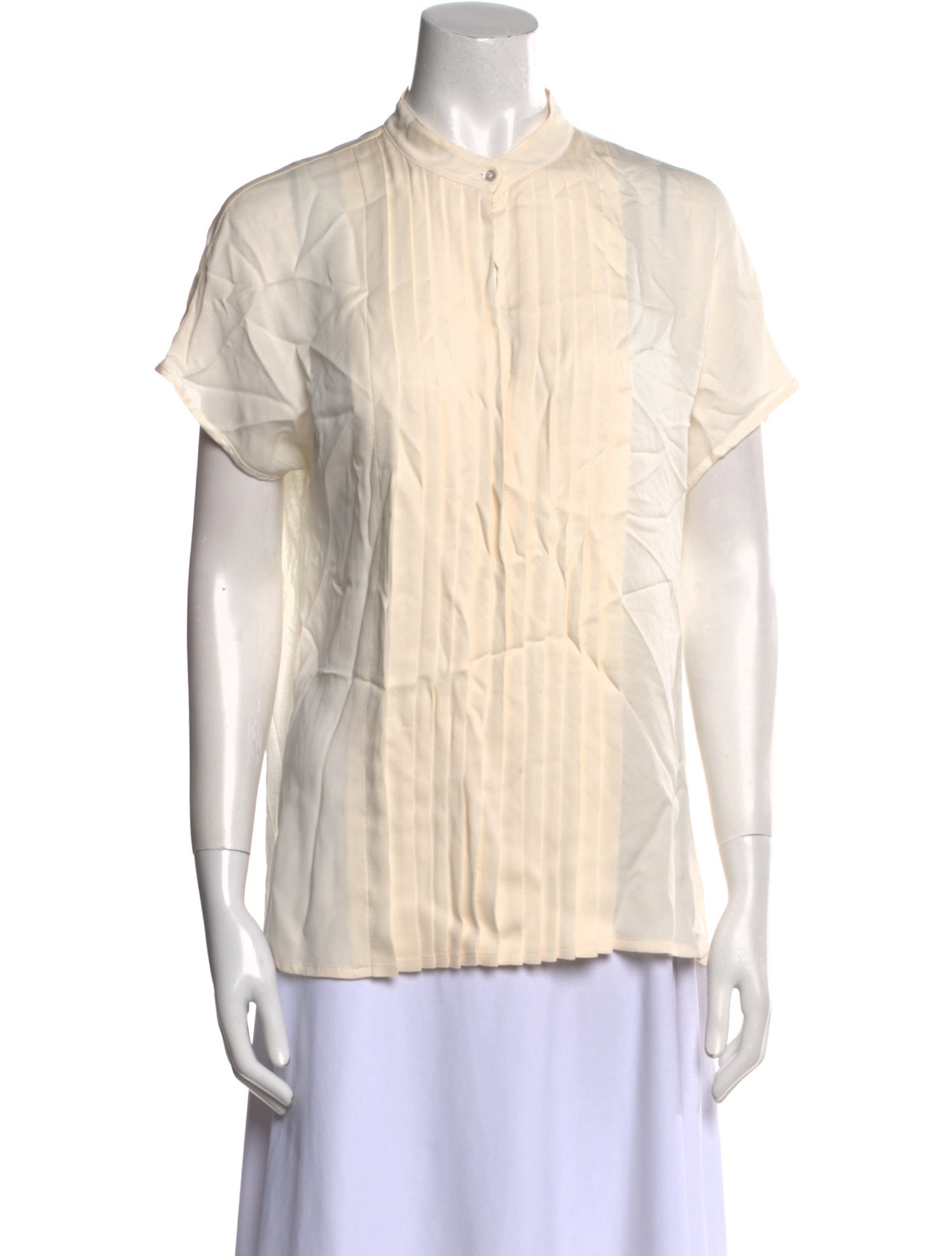 Max Mara Crew Neck Short Sleeve Button-Up Top
