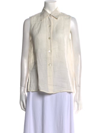 Max Mara Linen Sleeveless Button-Up Top