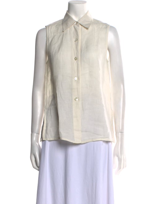 Max Mara Linen Sleeveless Button-Up Top