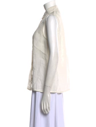 Max Mara Linen Sleeveless Button-Up Top