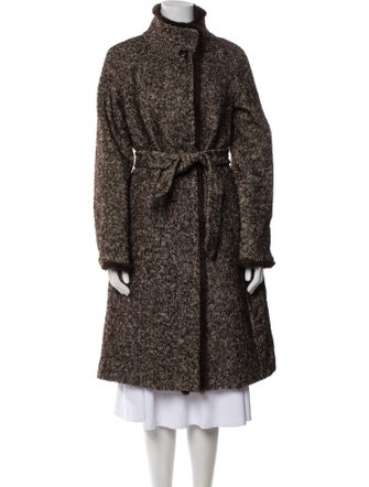 Max Mara Virgin Wool Tweed Pattern Faux Fur Coat