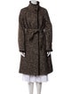 Max Mara Virgin Wool Tweed Pattern Faux Fur Coat