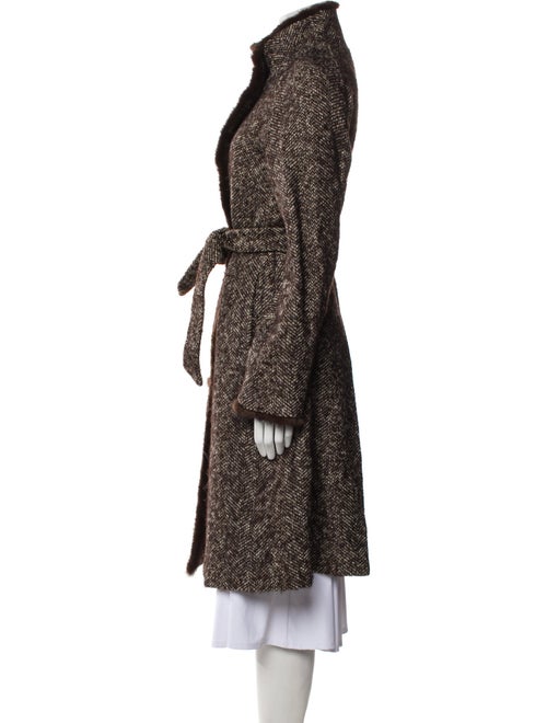 Max Mara Virgin Wool Tweed Pattern Faux Fur Coat