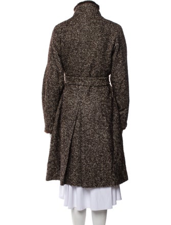 Max Mara Virgin Wool Tweed Pattern Faux Fur Coat