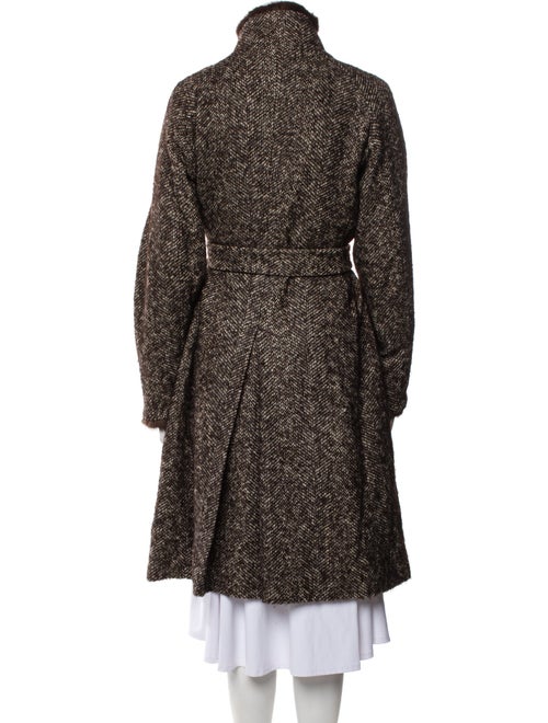 Max Mara Virgin Wool Tweed Pattern Faux Fur Coat