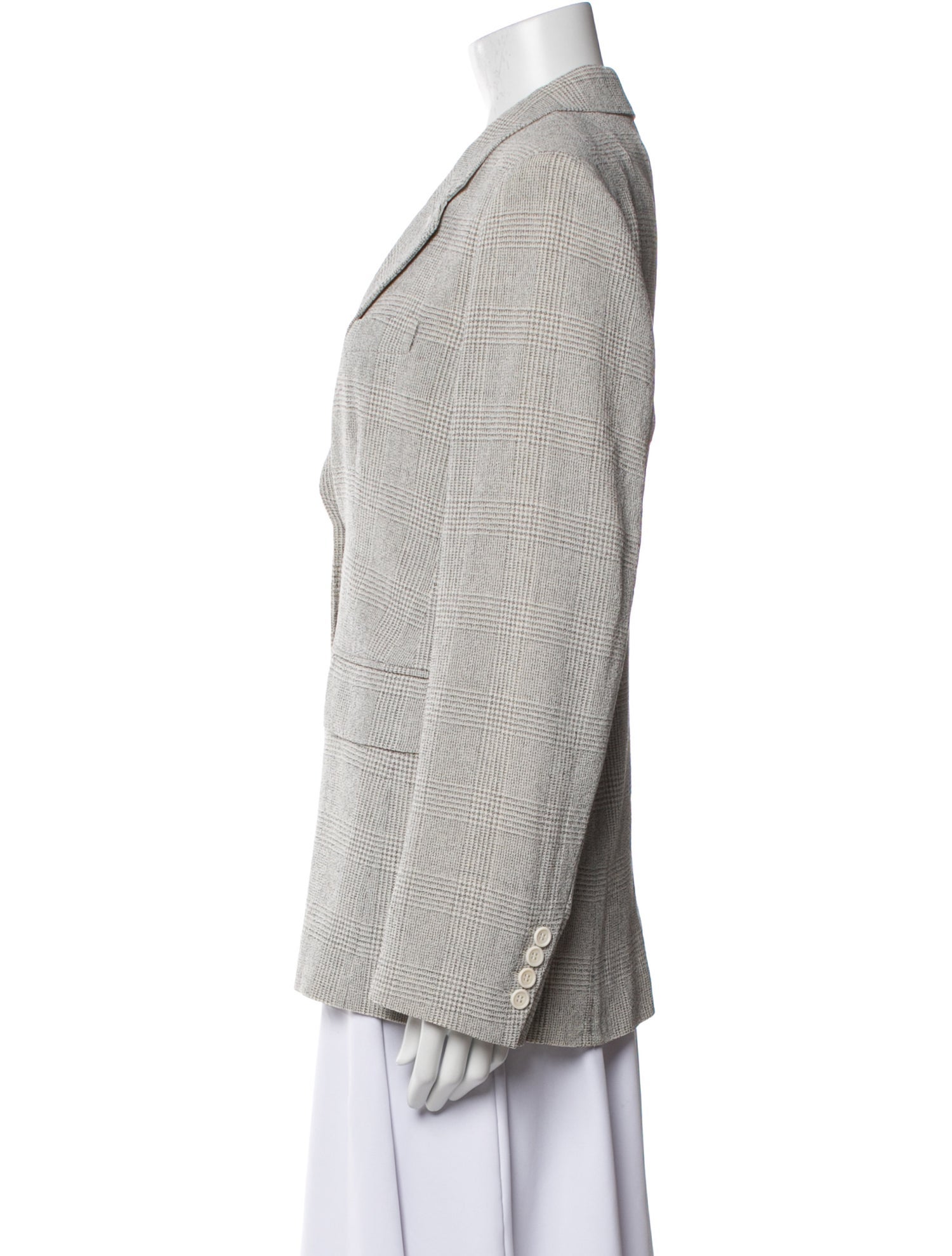 Max Mara Virgin Wool Plaid Print Blazer