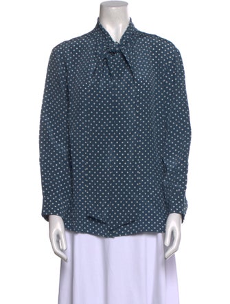 Max Mara Silk Polka Dot Print Button-Up Top