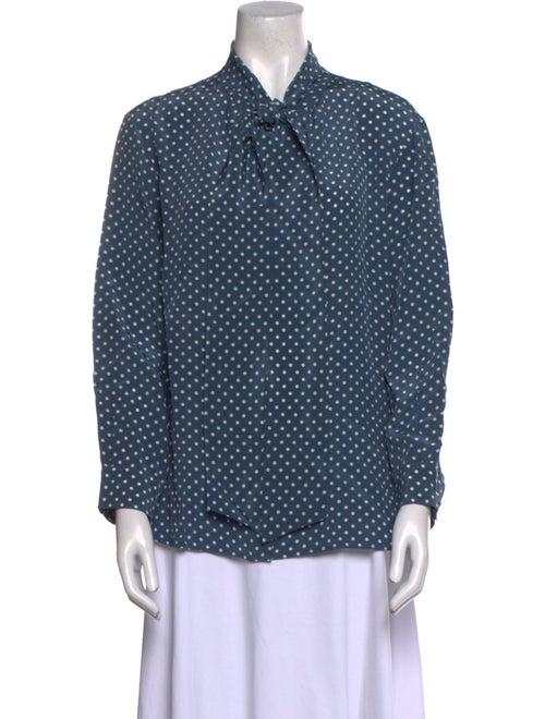 Max Mara Silk Polka Dot Print Button-Up Top