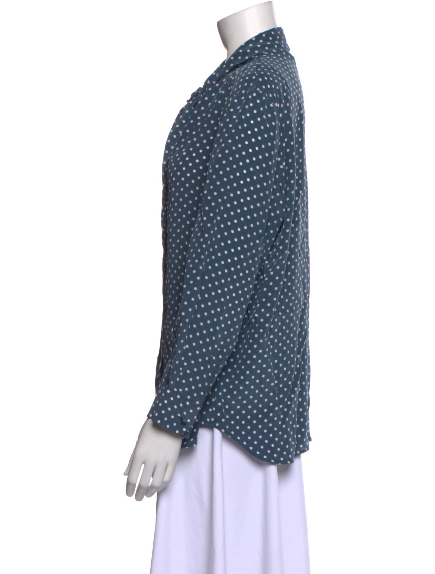 Max Mara Silk Polka Dot Print Button-Up Top