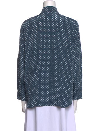Max Mara Silk Polka Dot Print Button-Up Top