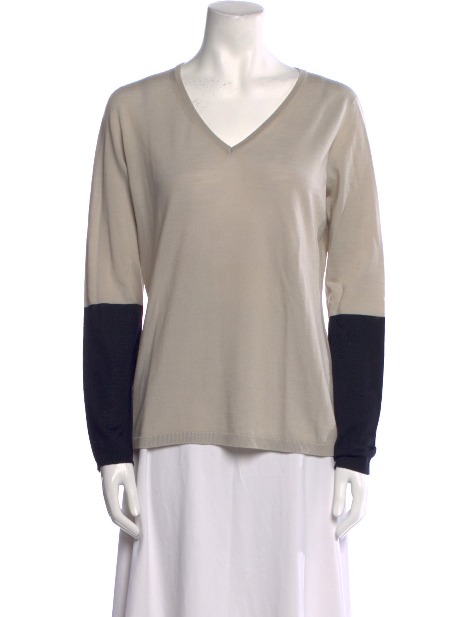 Max Mara Virgin Wool Colorblock Pattern Sweater