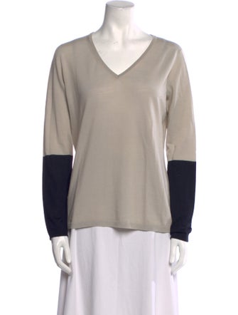 Max Mara Virgin Wool Colorblock Pattern Sweater